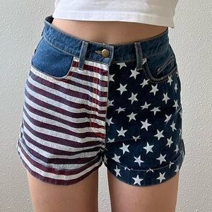 NWOT American Apparel American Flag Stars And Stripes Denim Shorts Size 27
